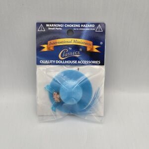 Classics Miniatures Lady's Blue Hat with Feather Dollhouse 1 5/8" New In Package